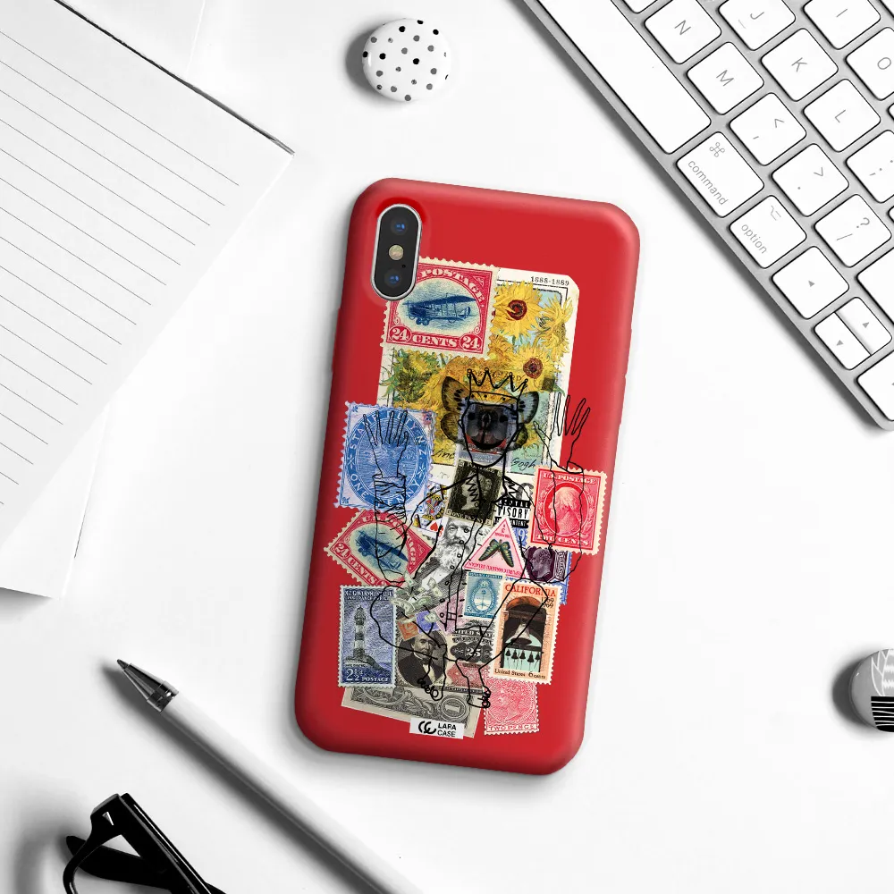 Stamp Collection Apple iPhone XS Silicone Imperial Red Case