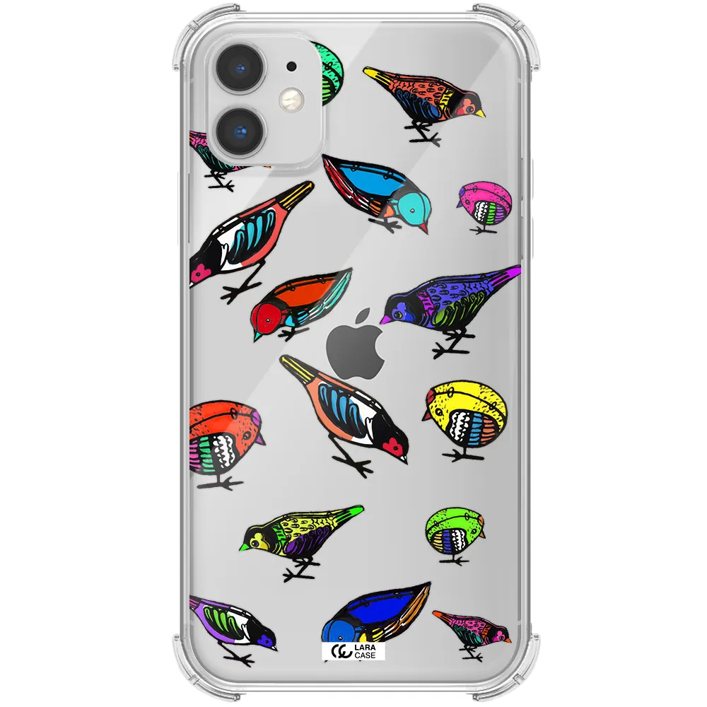 Colorful Birds Drawing Apple iPhone 11 Clear PC Case