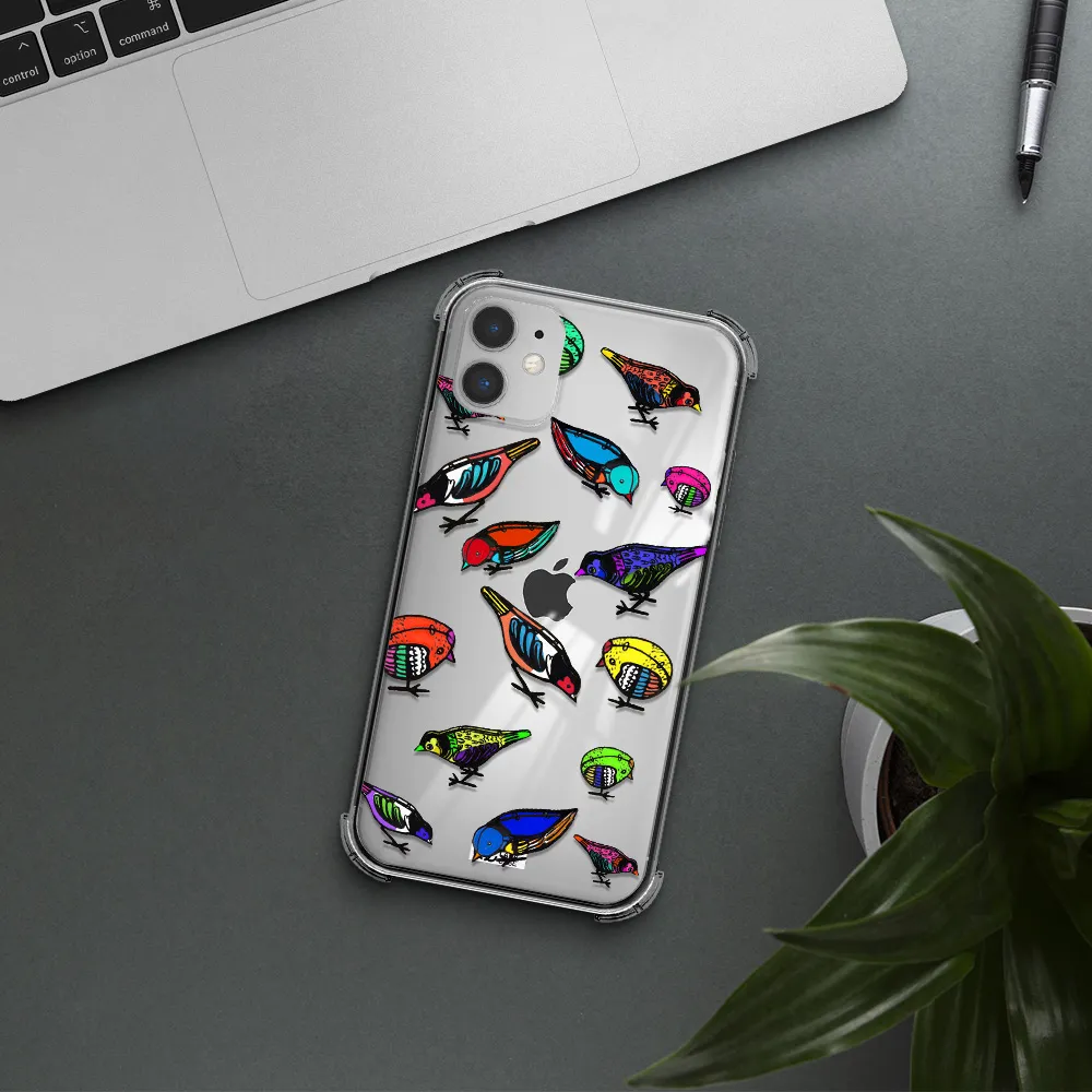 Colorful Birds Drawing Apple iPhone 11 Clear PC Case