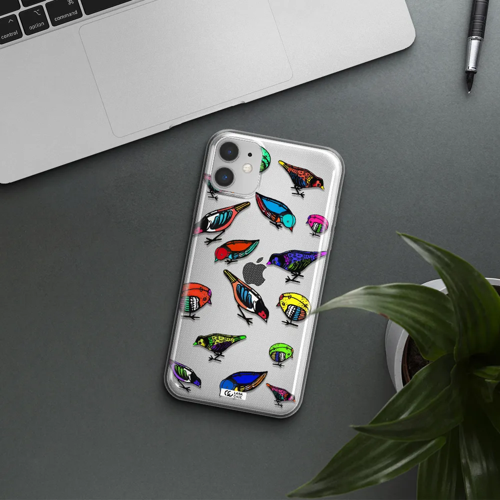 Colorful Birds Drawing Apple iPhone 11 Clear TPU Case