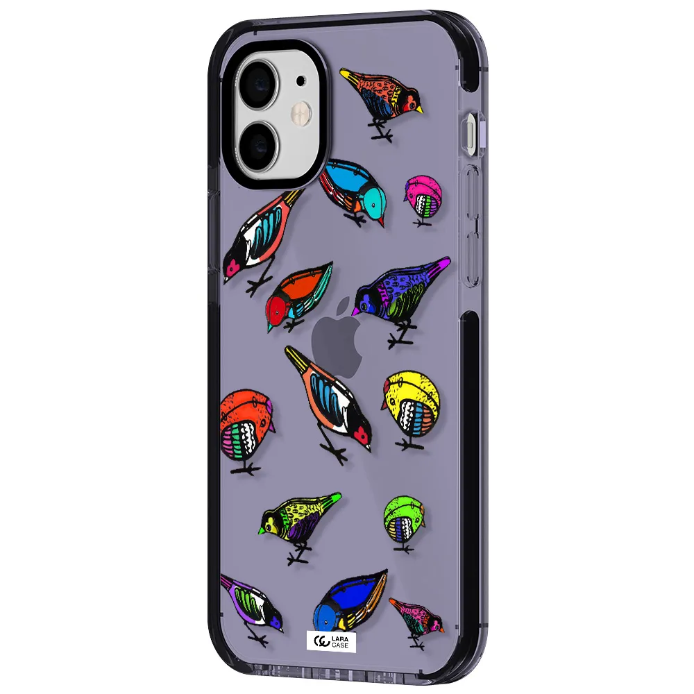 Colorful Birds Drawing Apple iPhone 11 impact Lilac Case