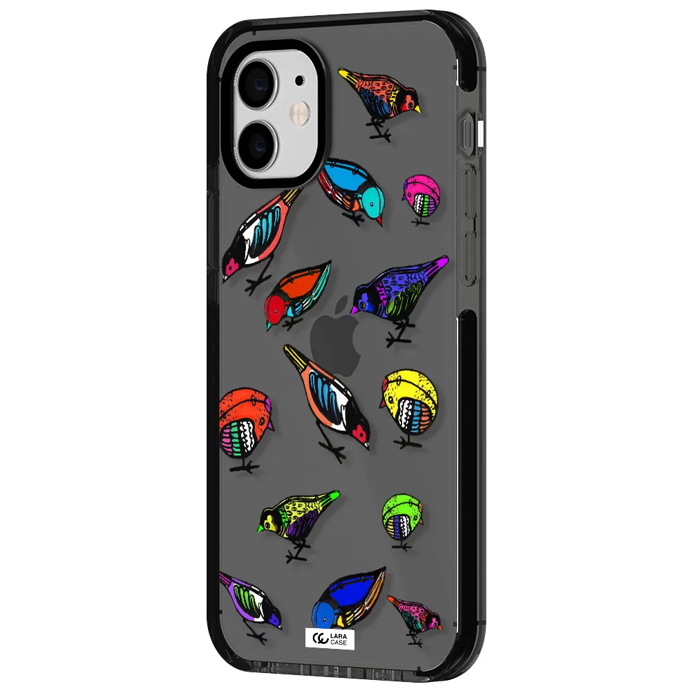 Colorful Birds Drawing Apple iPhone 11 impact Smoke Black Case