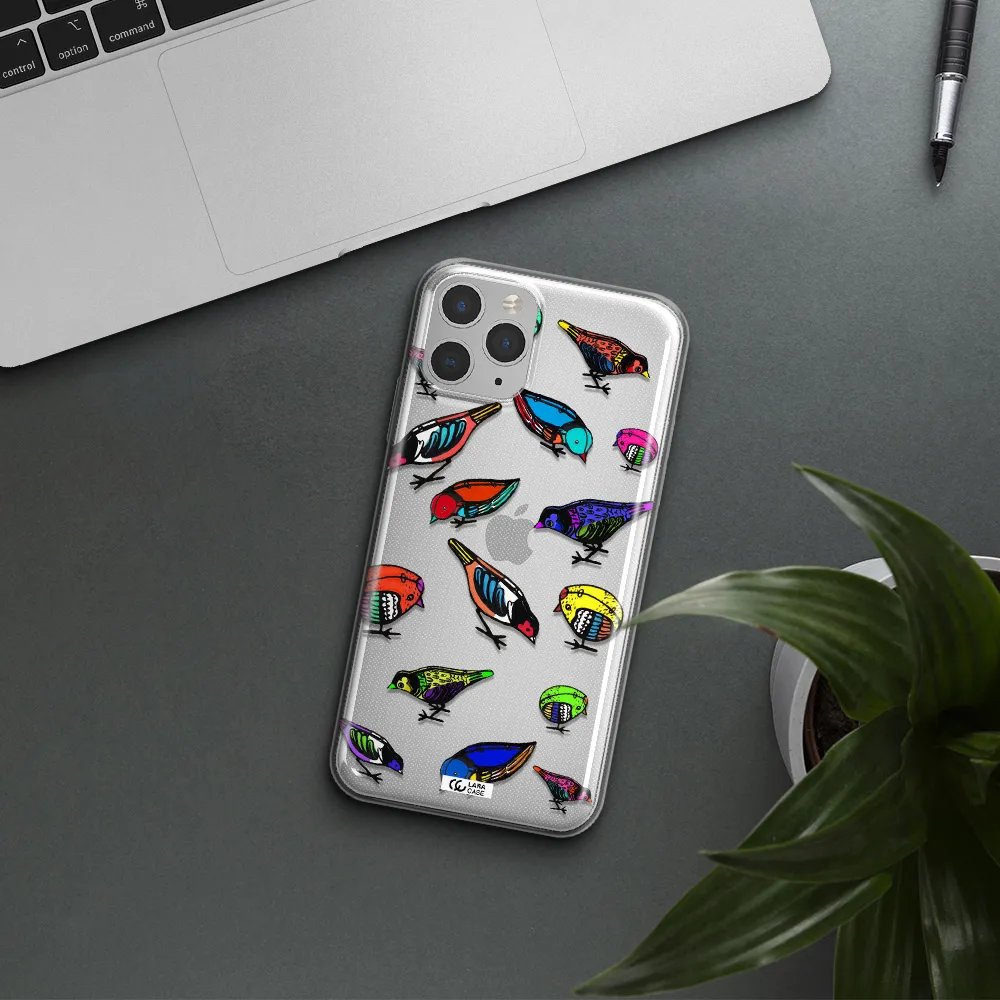 Colorful Birds Drawing Apple iPhone 11 pro max Clear TPU Case