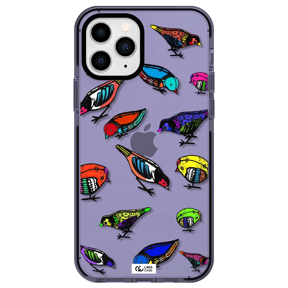 Colorful Birds Drawing Apple iPhone 11 pro max impact Lilac Case