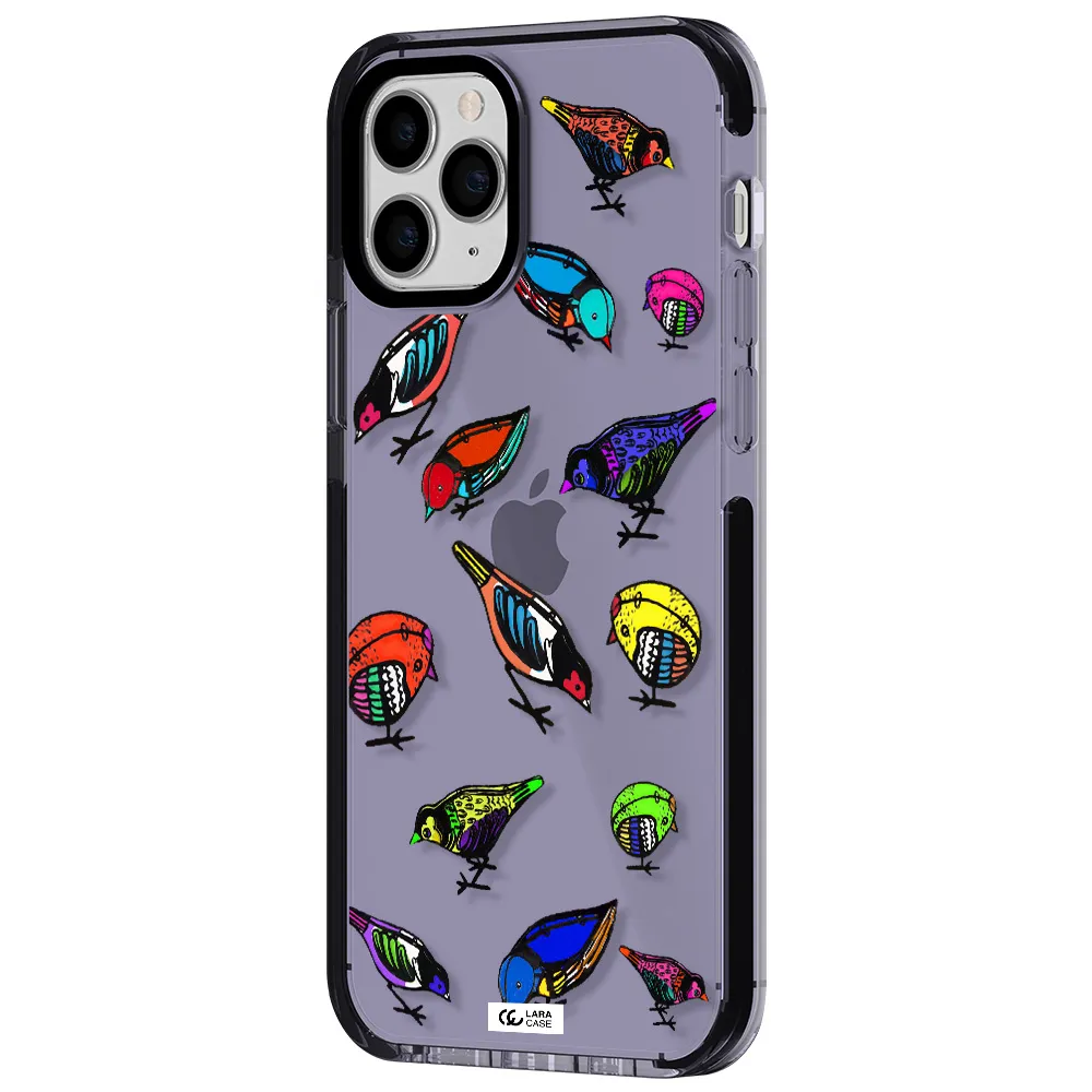 Colorful Birds Drawing Apple iPhone 11 pro max impact Lilac Case