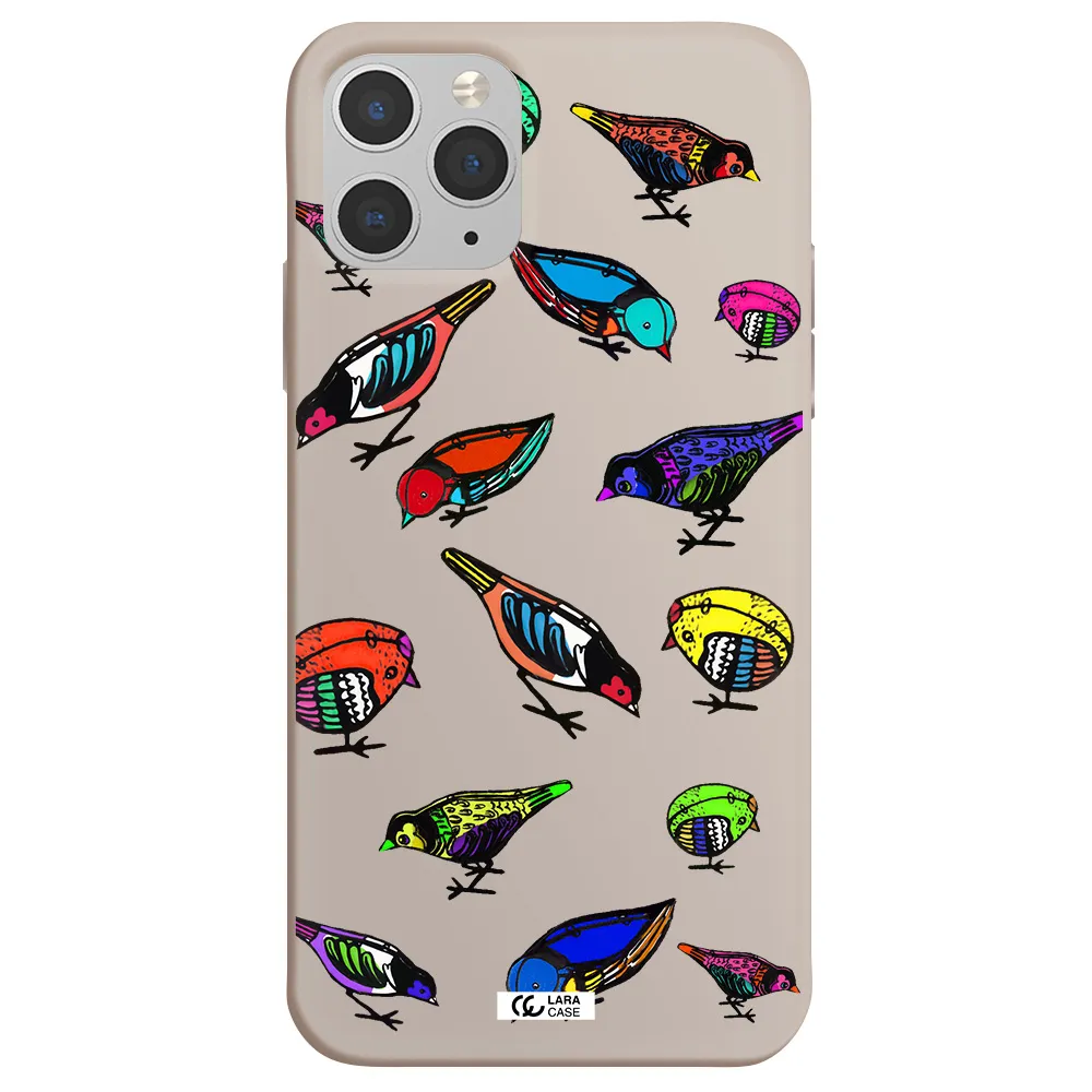 Colorful Birds Drawing Apple iPhone 11 pro max Silicone Stone Case