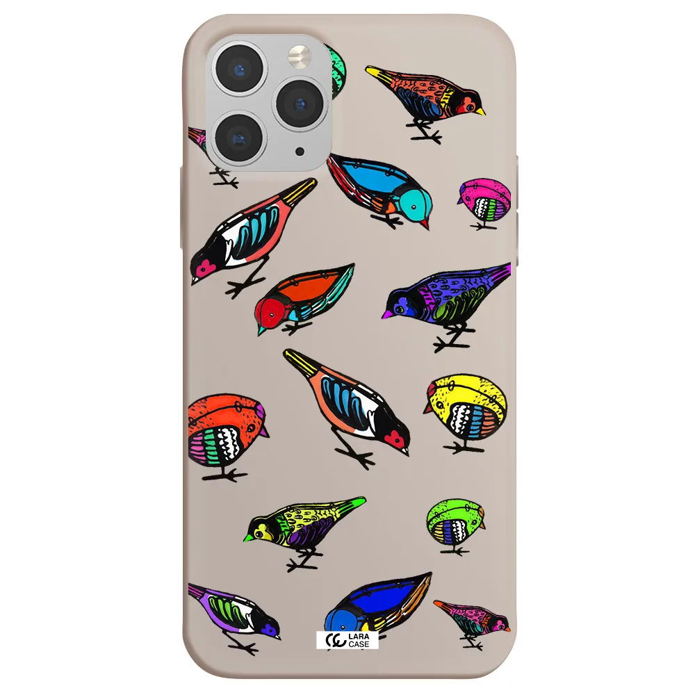 Colorful Birds Drawing Apple iPhone 11 pro Silicone Stone Case