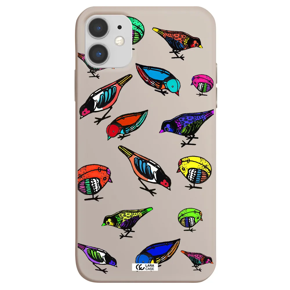 Colorful Birds Drawing Apple iPhone 11 Silicone Stone Case