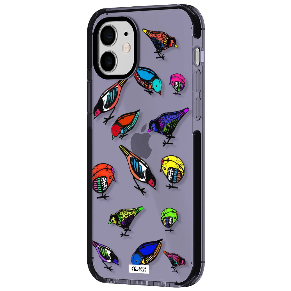 Colorful Birds Drawing Apple iPhone 12 impact Lilac Case
