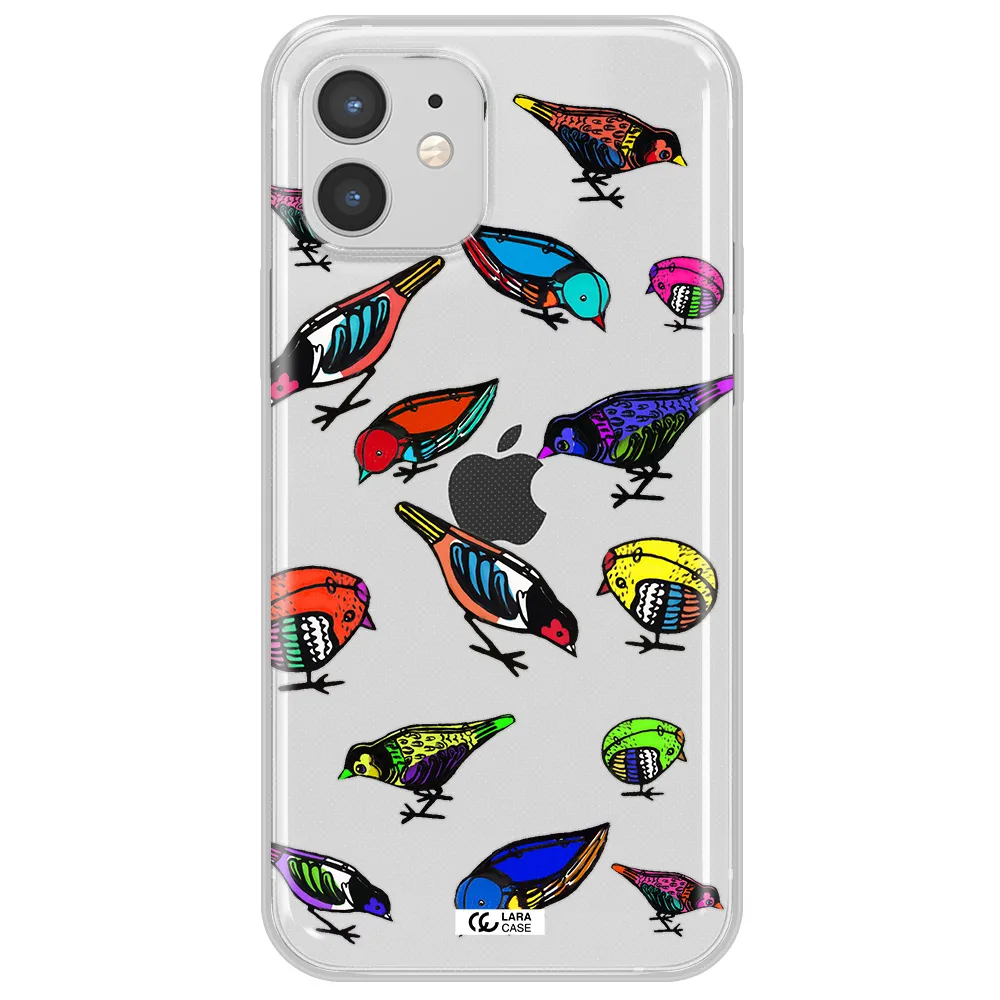 Colorful Birds Drawing Apple iPhone 12 mini Clear TPU Case