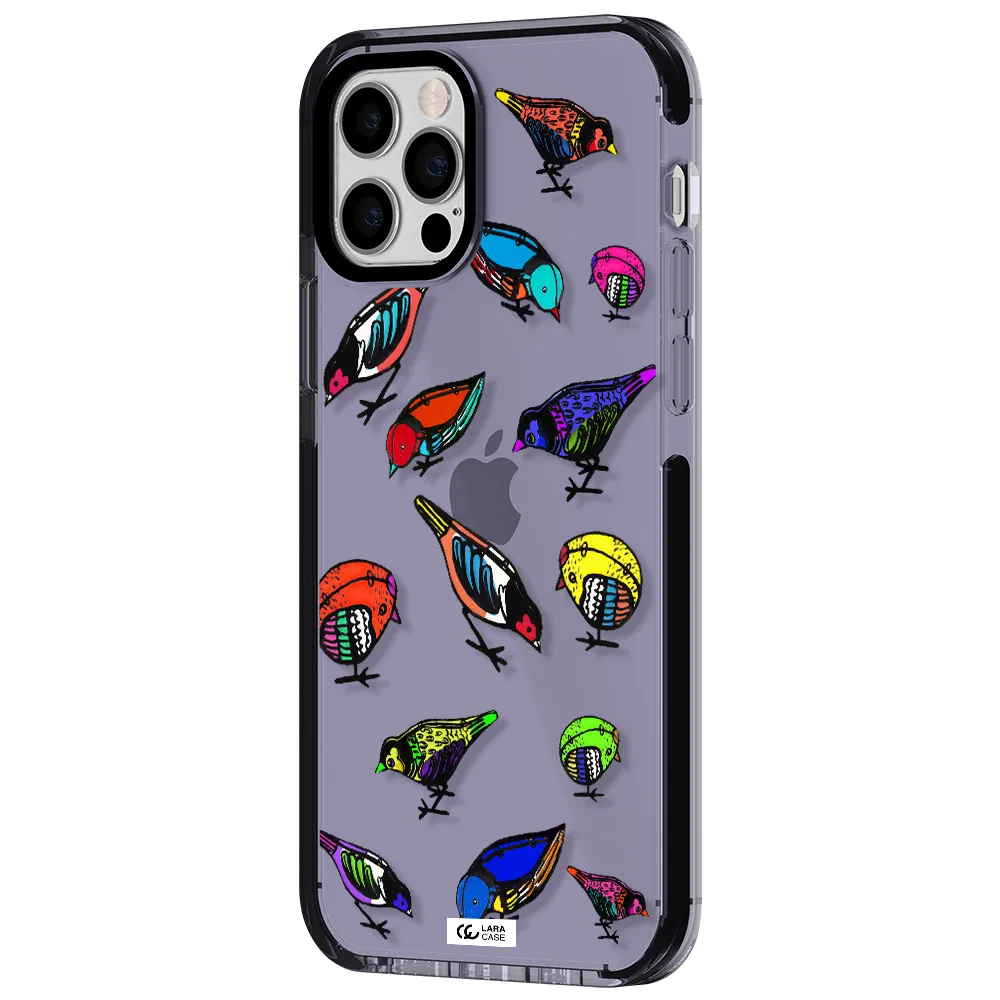 Colorful Birds Drawing Apple iPhone 12 pro impact Lilac Case