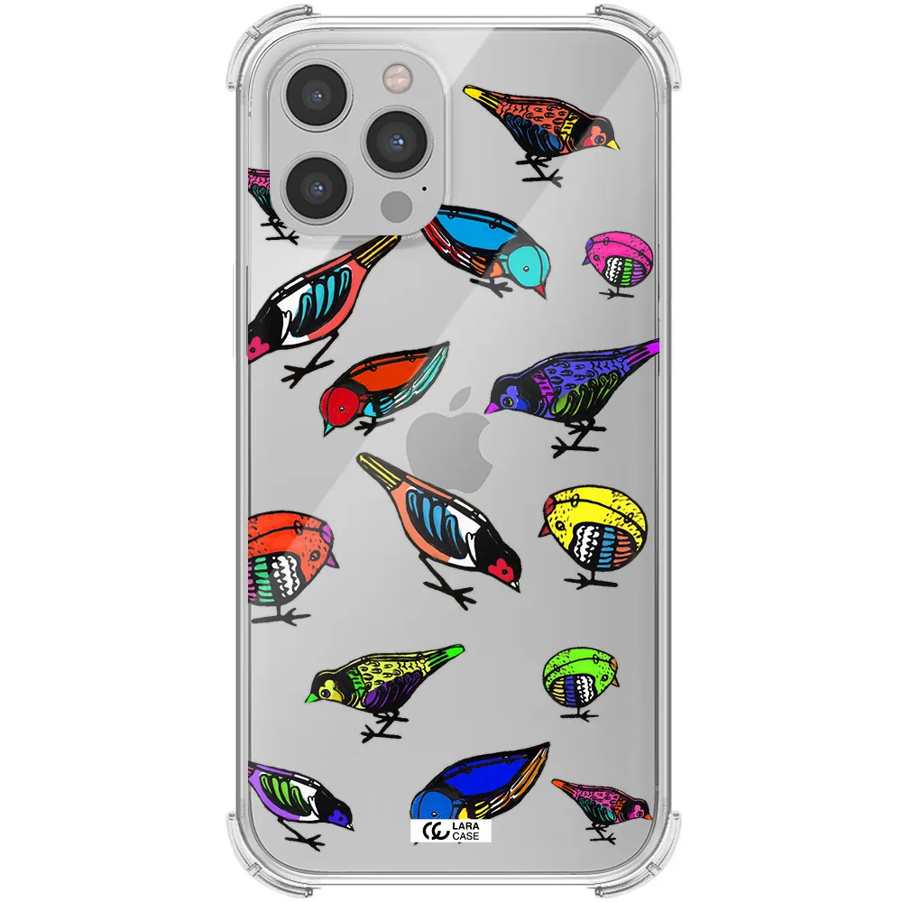 Colorful Birds Drawing Apple iPhone 12 pro max Clear PC Case