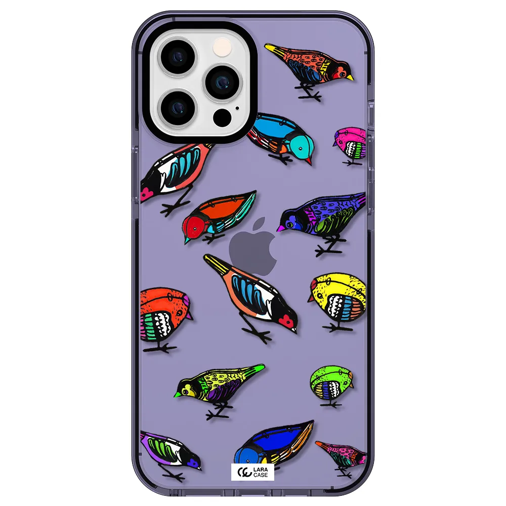 Colorful Birds Drawing Apple iPhone 12 pro max impact Lilac Case
