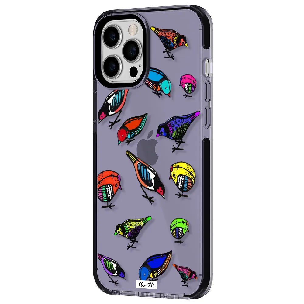 Colorful Birds Drawing Apple iPhone 12 pro max impact Lilac Case