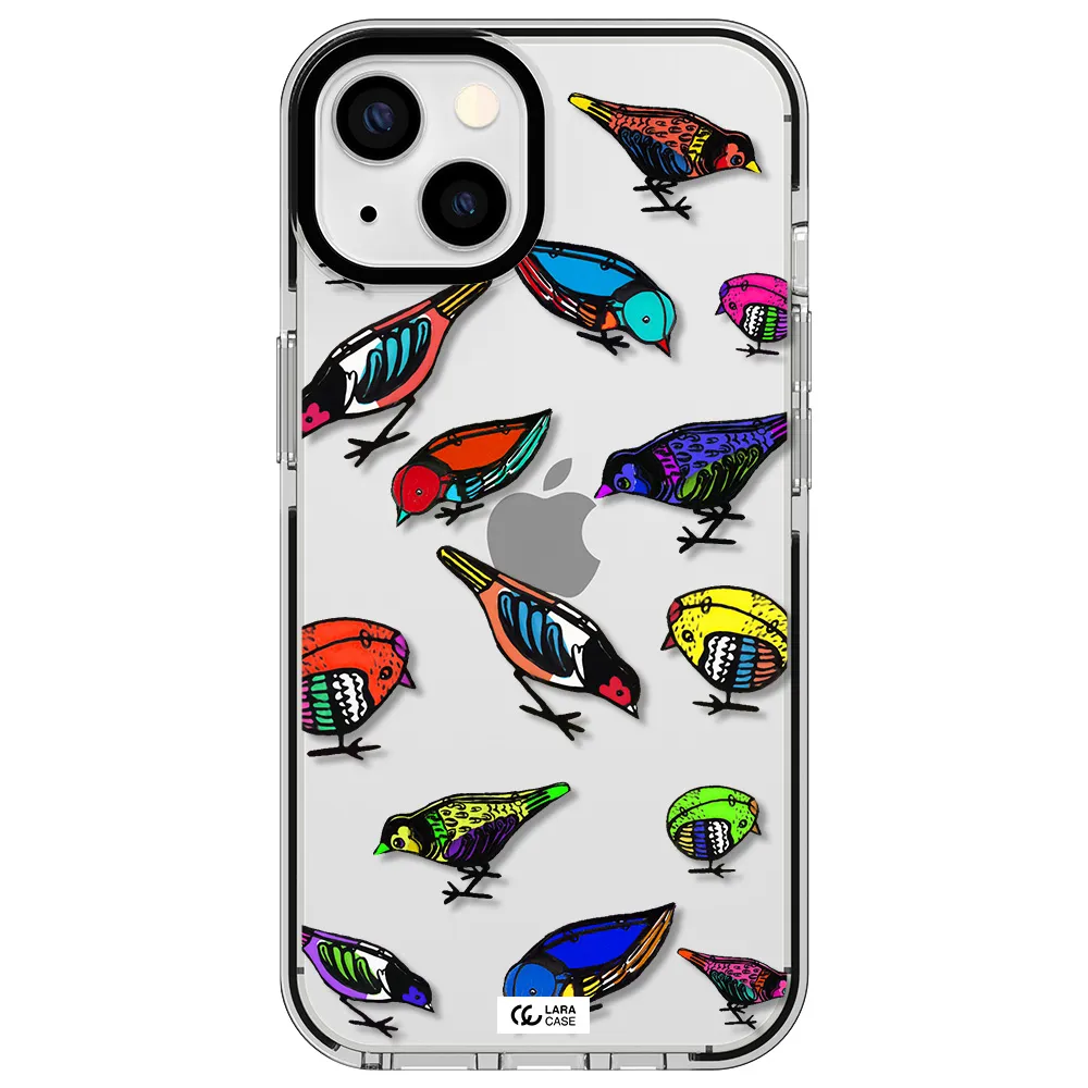 Colorful Birds Drawing Apple iPhone 13 impact black border Case