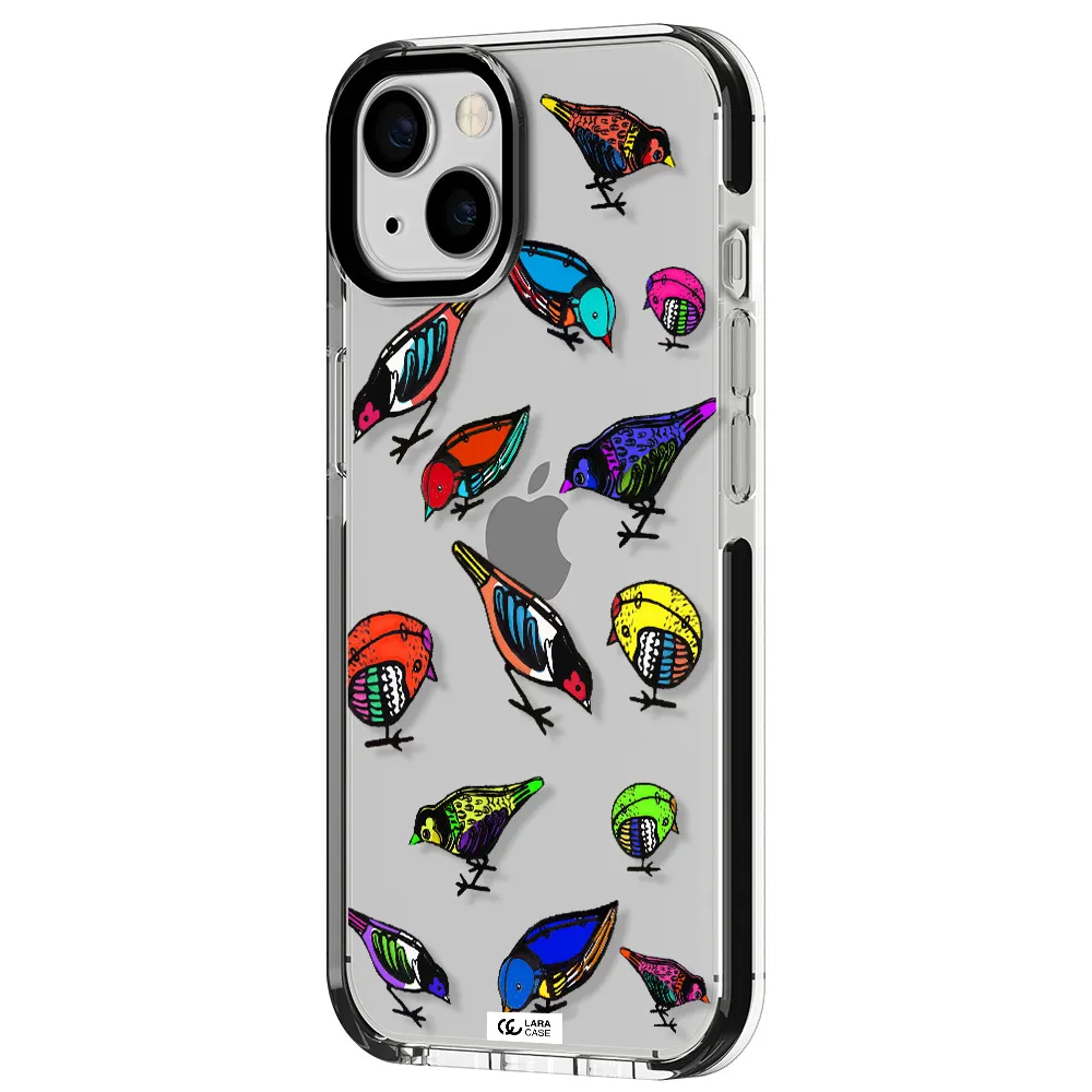 Colorful Birds Drawing Apple iPhone 13 impact black border Case