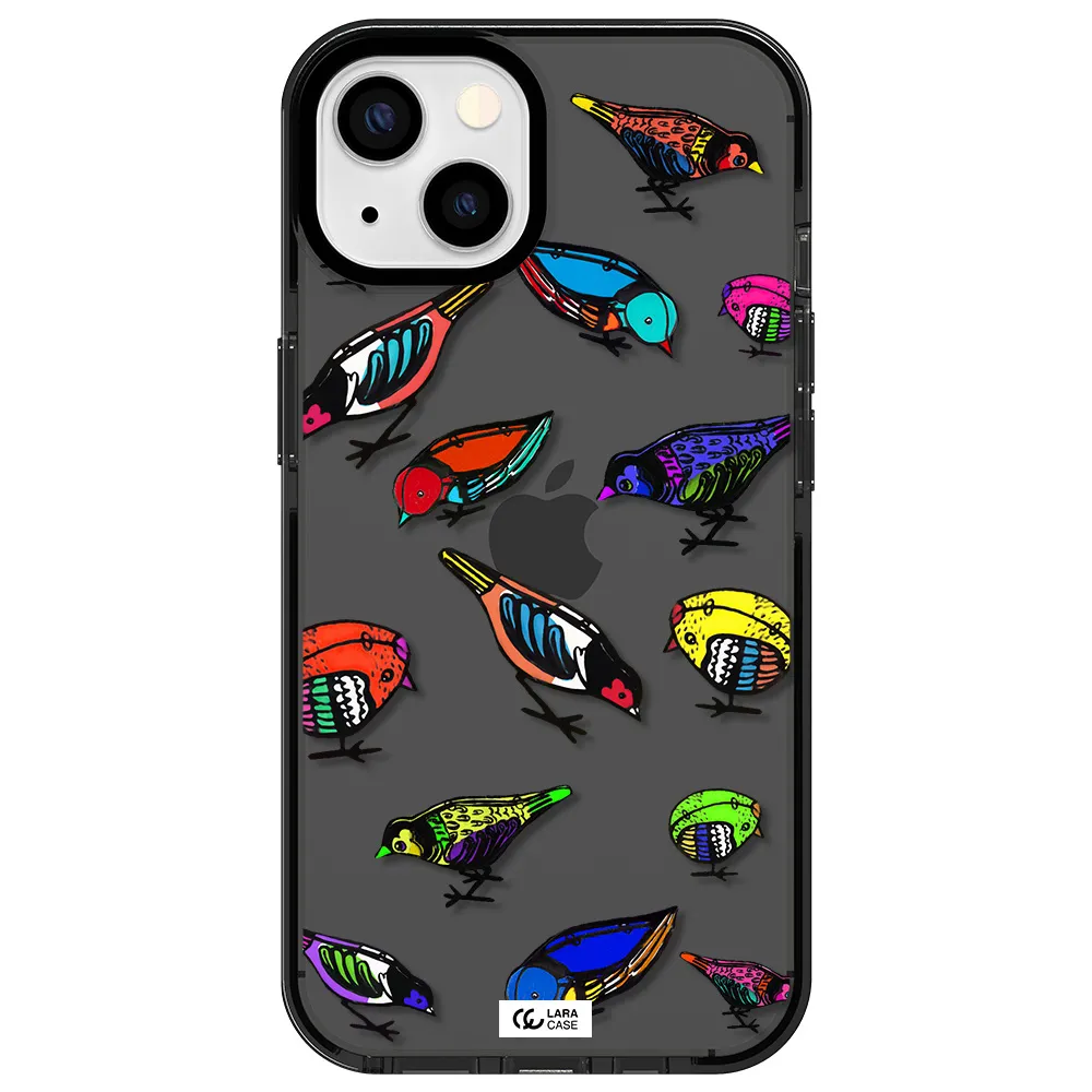 Colorful Birds Drawing Apple iPhone 13 impact Smoke Black Case