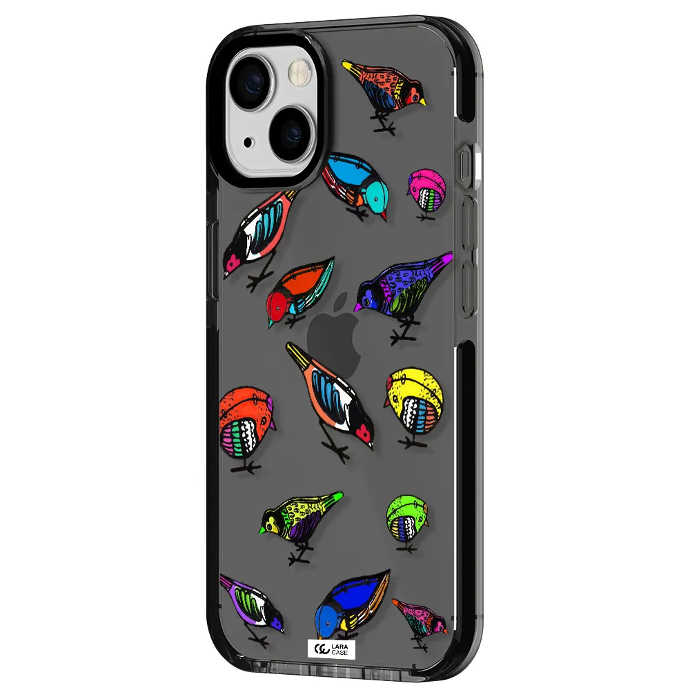 Colorful Birds Drawing Apple iPhone 13 impact Smoke Black Case