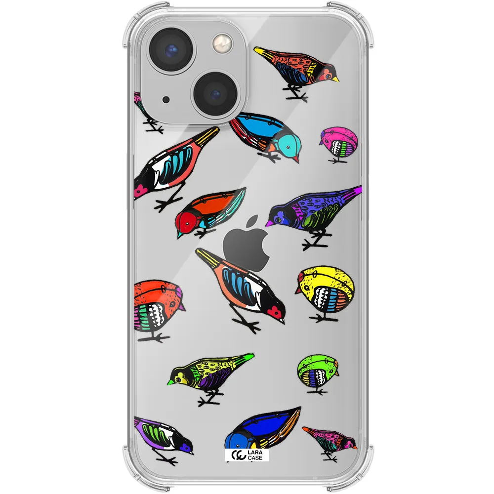 Colorful Birds Drawing Apple iPhone 13 mini Clear PC Case