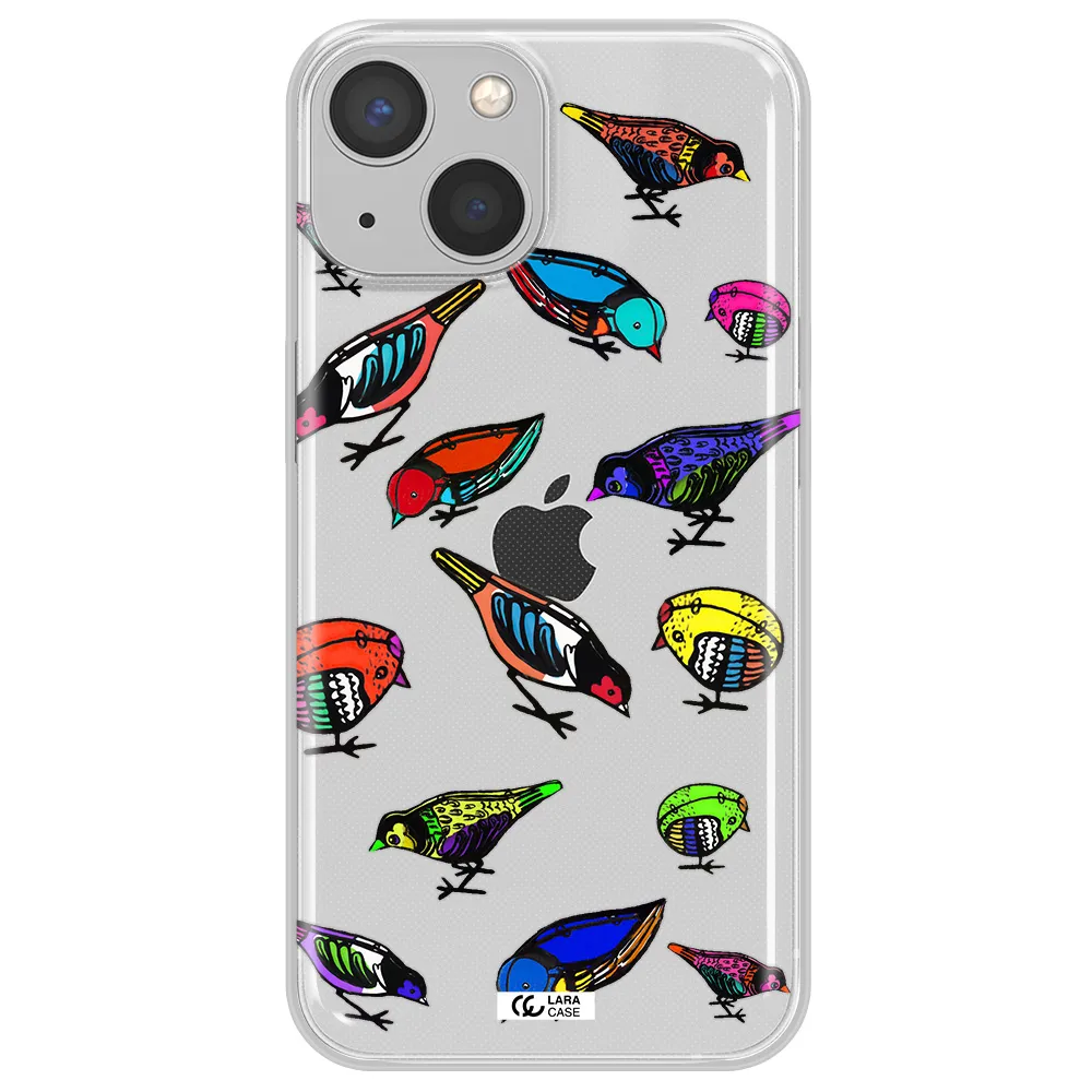 Colorful Birds Drawing Apple iPhone 13 mini Clear TPU Case