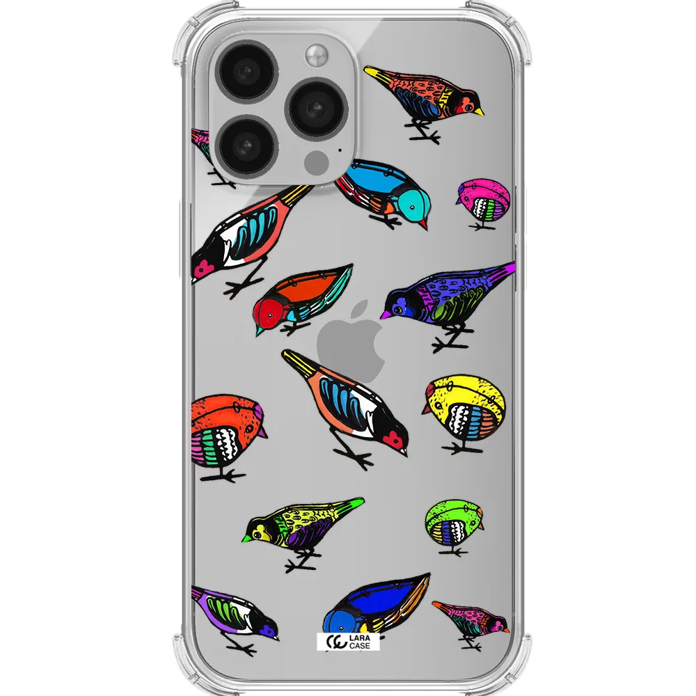 Colorful Birds Drawing Apple iPhone 13 Pro Clear PC Case