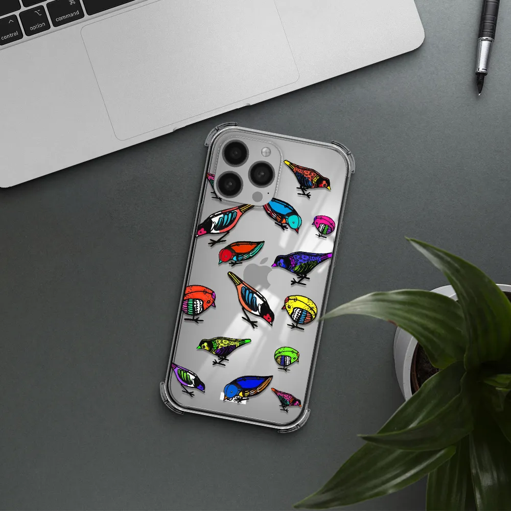 Colorful Birds Drawing Apple iPhone 13 Pro Clear PC Case