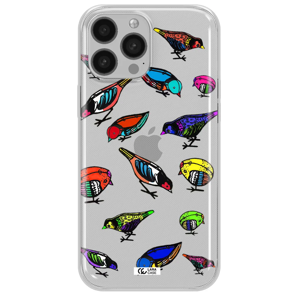 Colorful Birds Drawing Apple iPhone 13 Pro Max Clear TPU Case