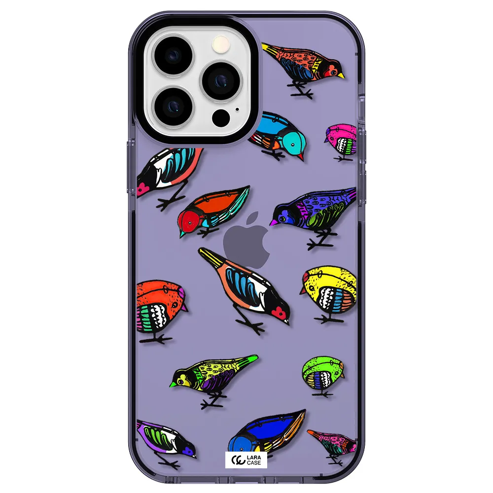 Colorful Birds Drawing Apple iPhone 13 Pro Max impact Lilac Case