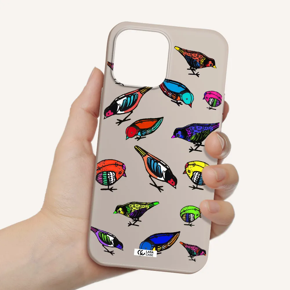 Colorful Birds Drawing Apple iPhone 13 Pro Silicone Stone Case
