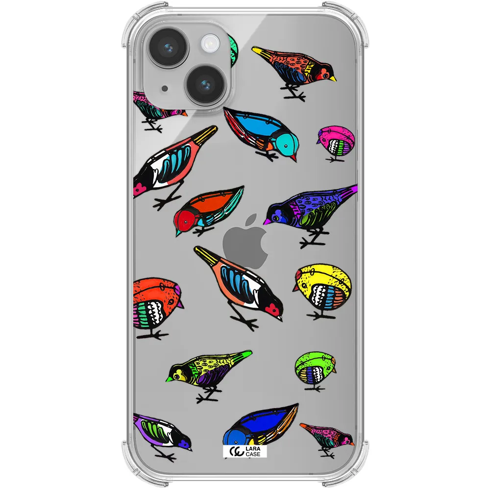 Colorful Birds Drawing Apple iPhone 14 Clear PC Case