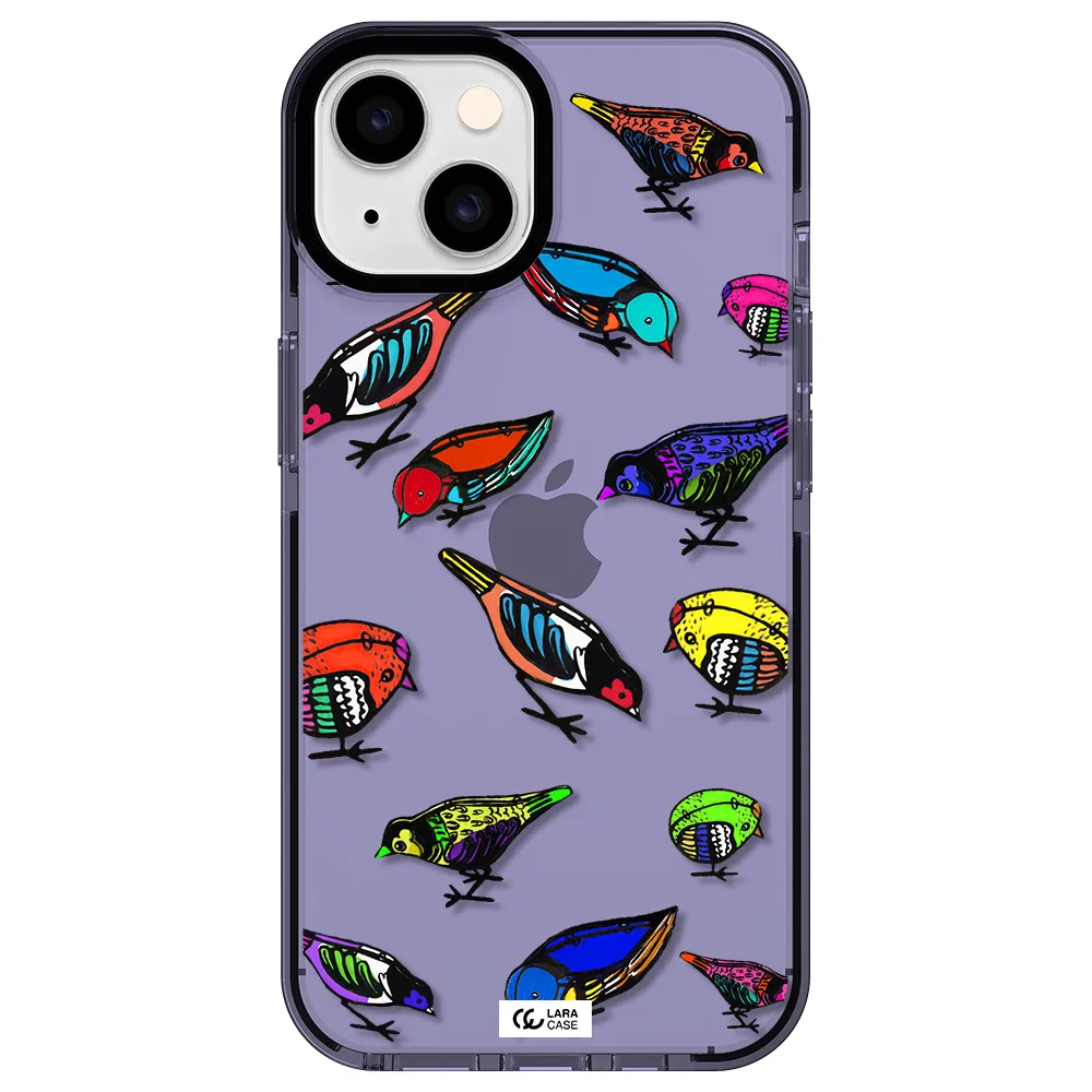 Colorful Birds Drawing Apple iPhone 14 impact Lilac Case
