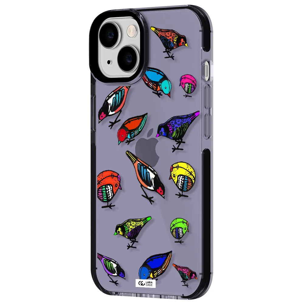 Colorful Birds Drawing Apple iPhone 14 impact Lilac Case