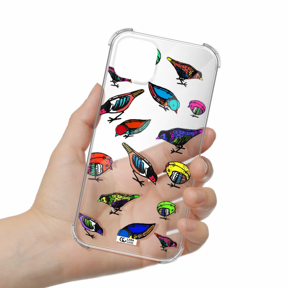Colorful Birds Drawing Apple iPhone 14 plus Clear PC Case