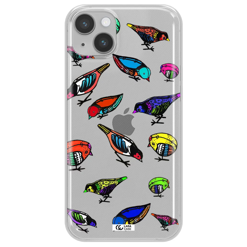 Colorful Birds Drawing Apple iPhone 14 plus Clear TPU Case