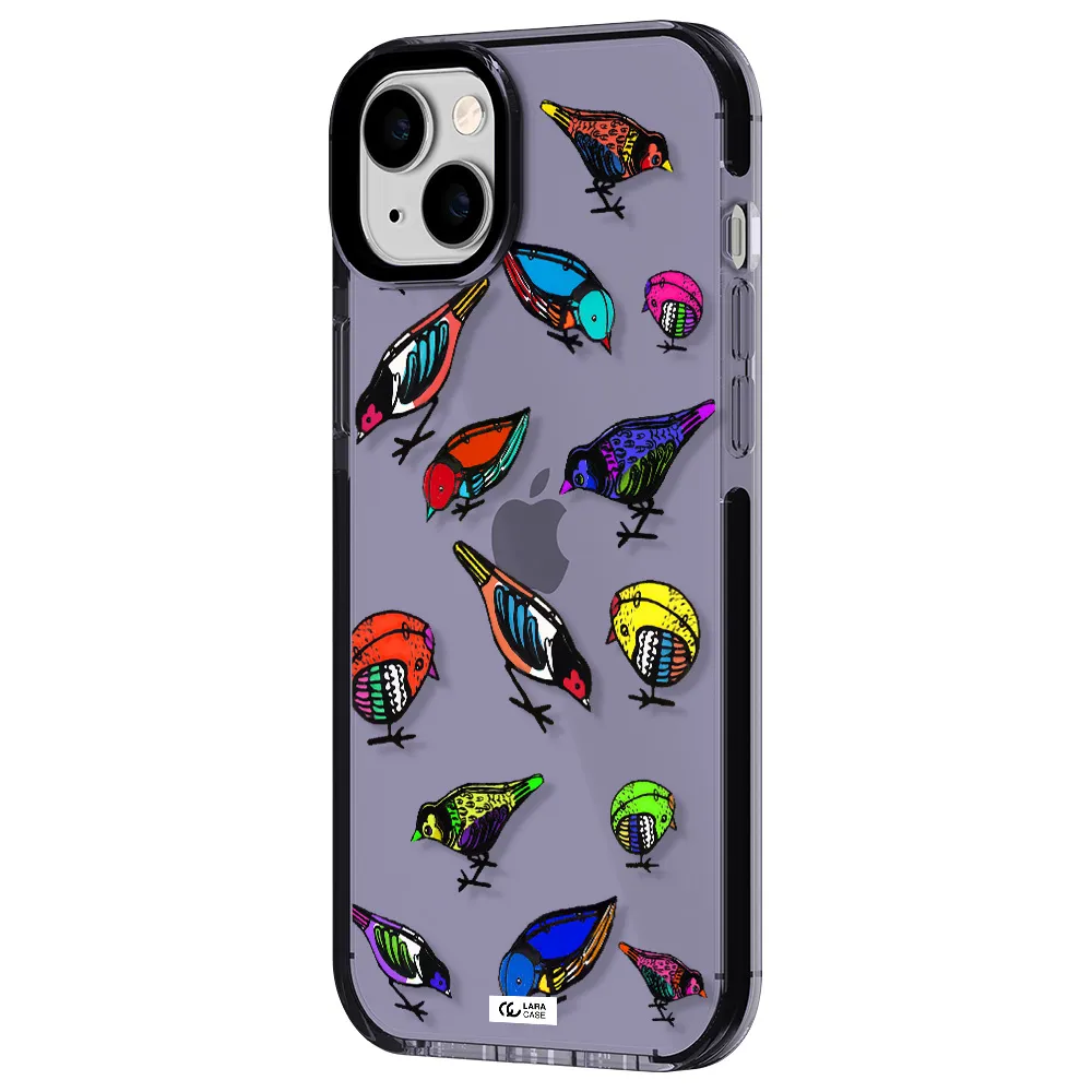Colorful Birds Drawing Apple iPhone 14 plus impact Lilac Case