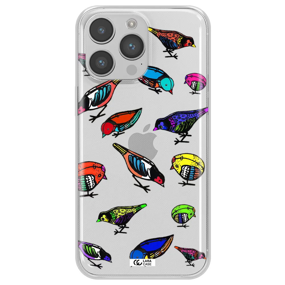 Colorful Birds Drawing Apple iPhone 14 pro Clear TPU Case