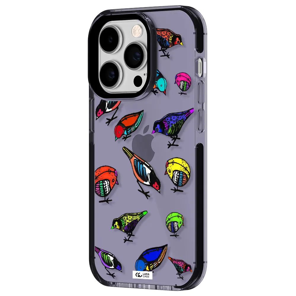 Colorful Birds Drawing Apple iPhone 14 pro impact Lilac Case