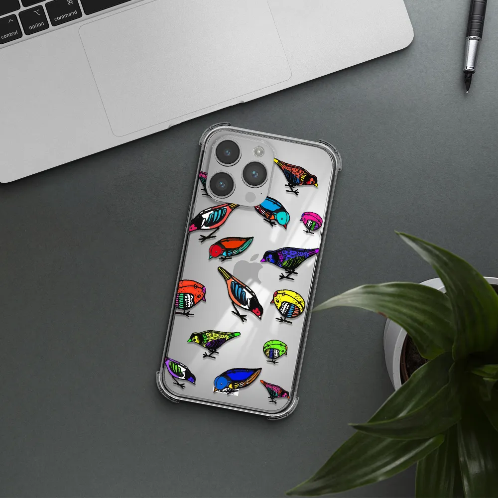 Colorful Birds Drawing Apple iPhone 14 pro max Clear PC Case
