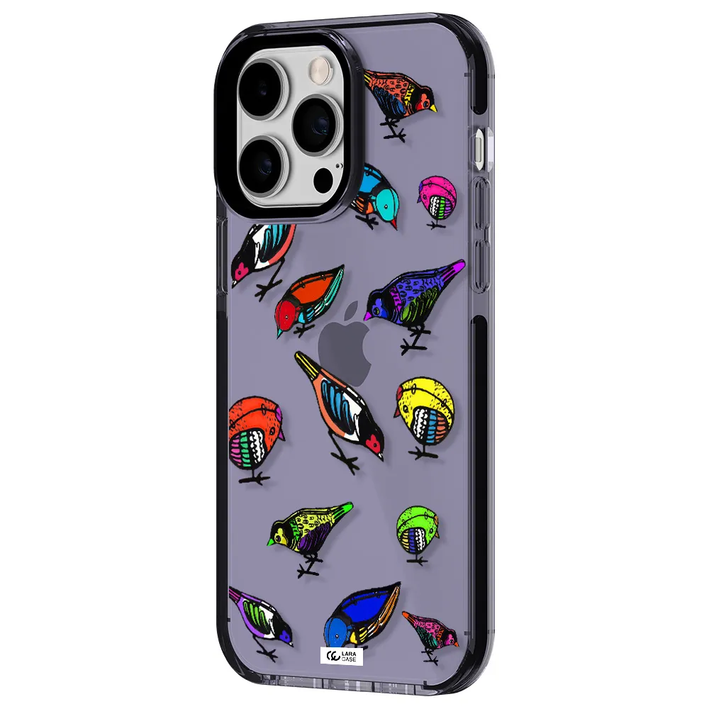Colorful Birds Drawing Apple iPhone 14 pro max impact Lilac Case