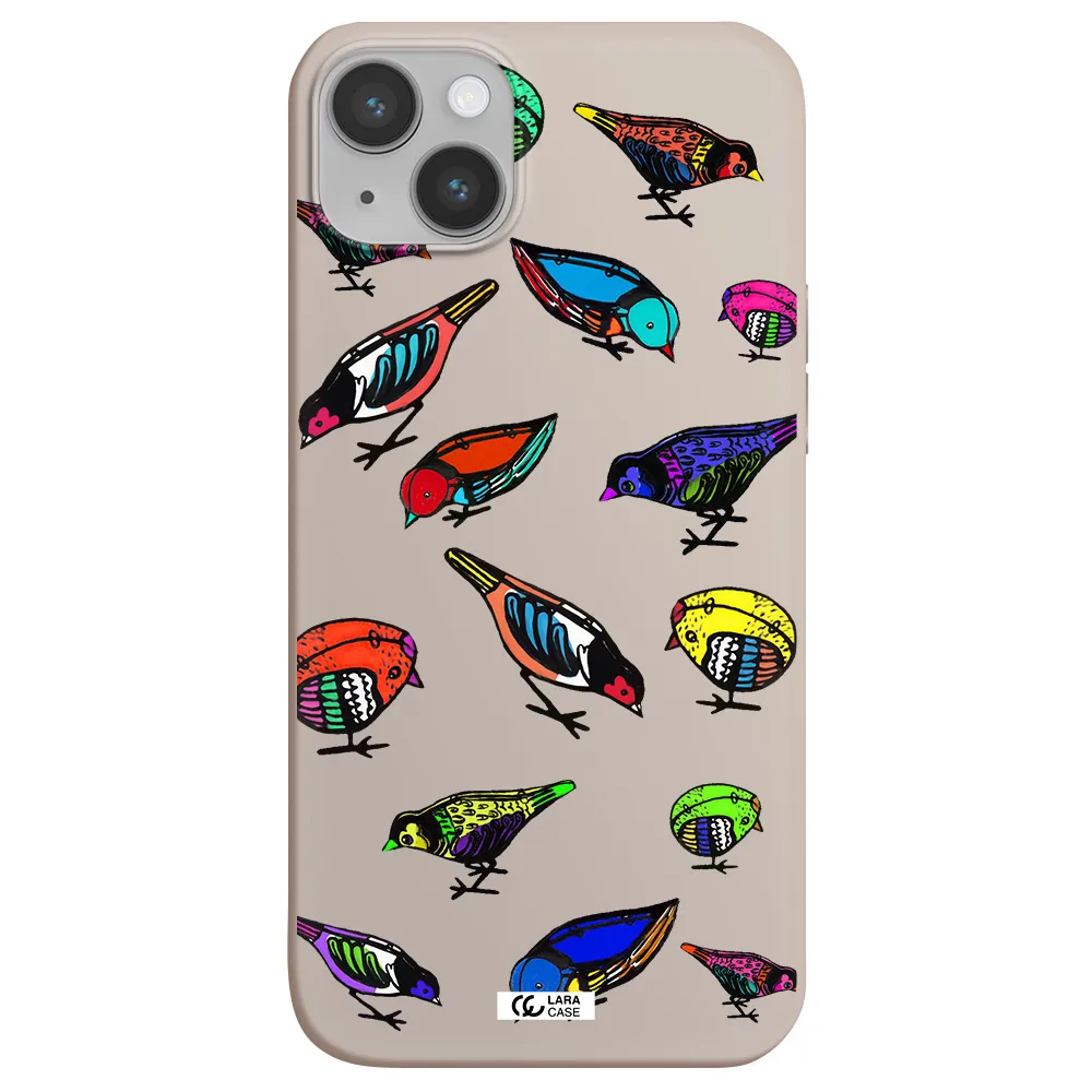 Colorful Birds Drawing Apple iPhone 14 Silicone Stone Case