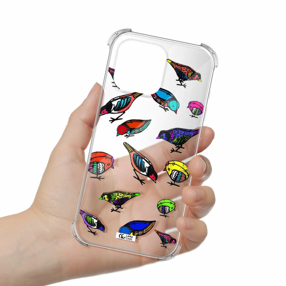 Colorful Birds Drawing Apple Iphone 16 Pro Max Clear Pc Case