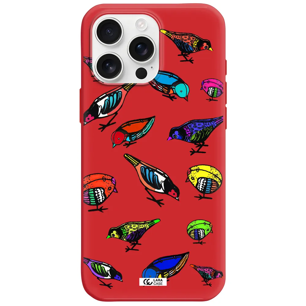 Colorful Birds Drawing Apple Iphone 16 Pro Max Silicone Stone Case