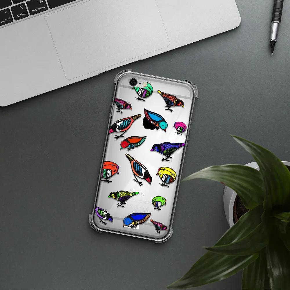 Colorful Birds Drawing Apple iPhone 6 Clear PC Case