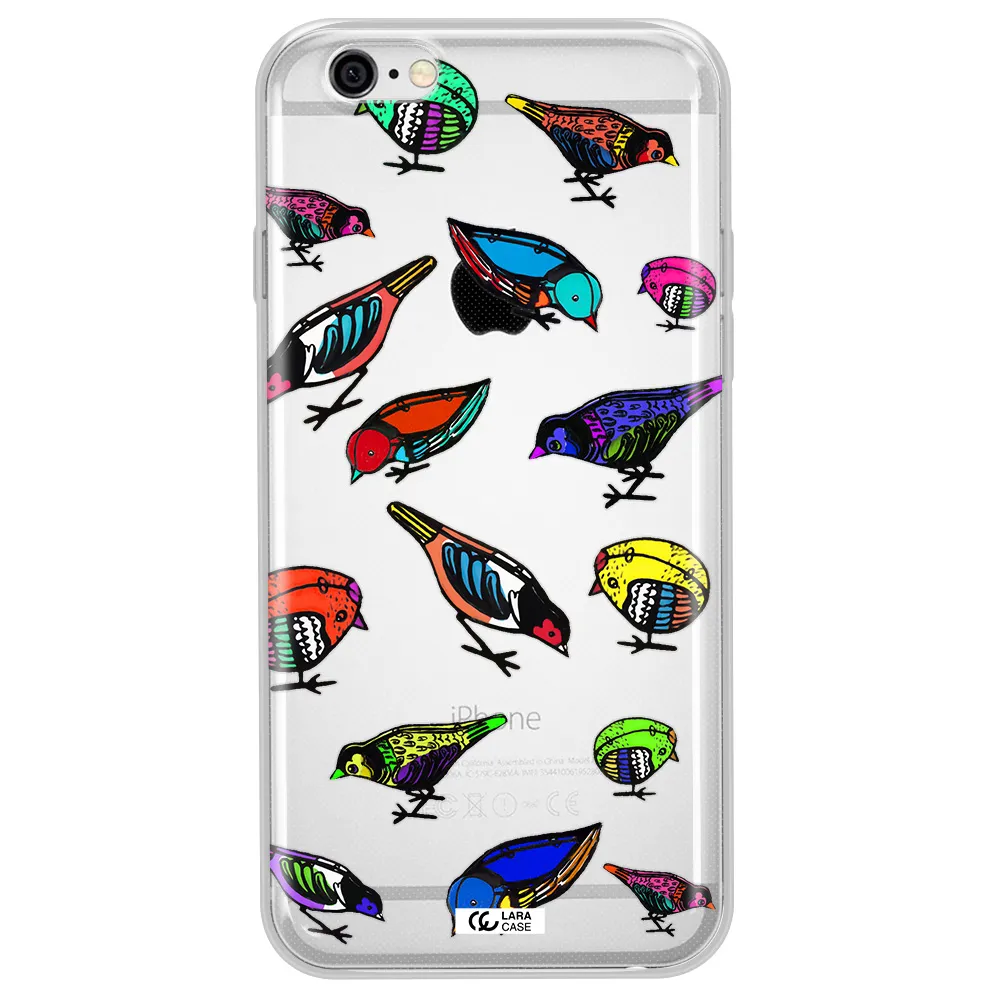 Colorful Birds Drawing Apple iPhone 6 Clear TPU Case