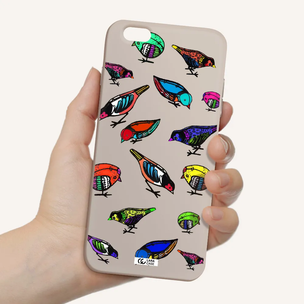 Colorful Birds Drawing Apple iPhone 6 plus Silicone Stone Case