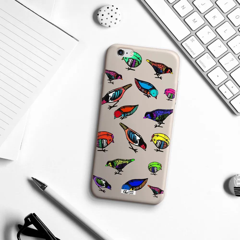 Colorful Birds Drawing Apple iPhone 6 plus Silicone Stone Case