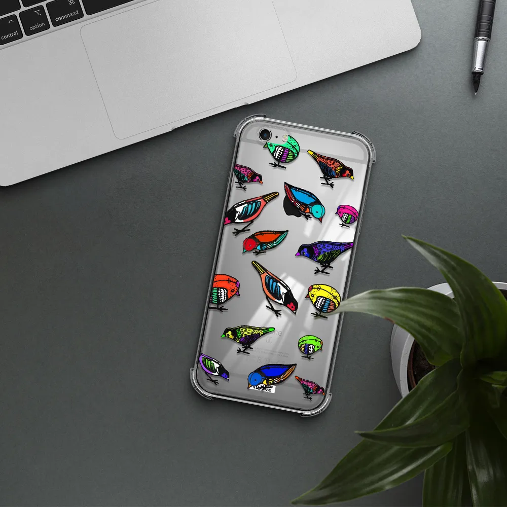 Colorful Birds Drawing Apple iPhone 6 s plus Clear PC Case