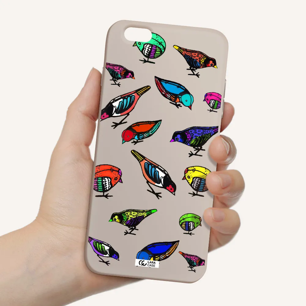 Colorful Birds Drawing Apple iPhone 6 s plus Silicone Stone Case