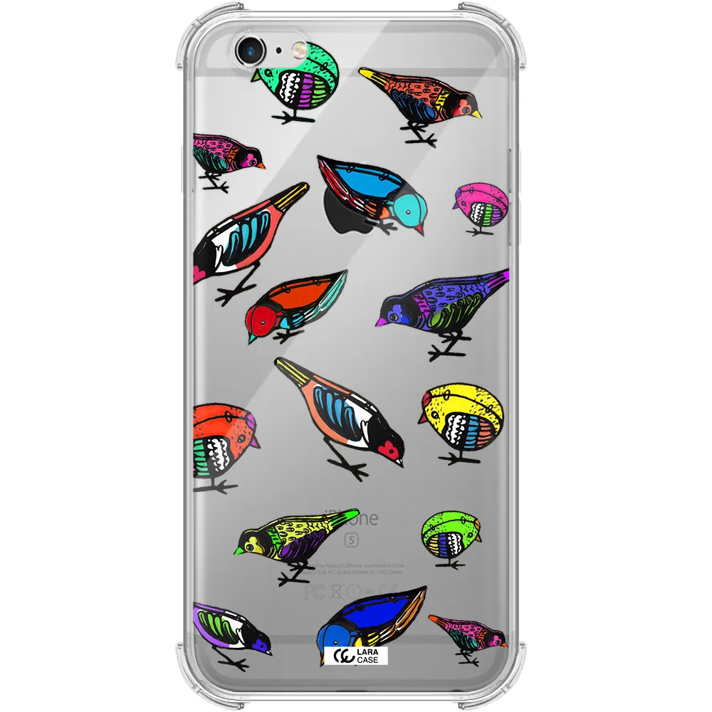 Colorful Birds Drawing Apple iPhone 6S Clear PC Case