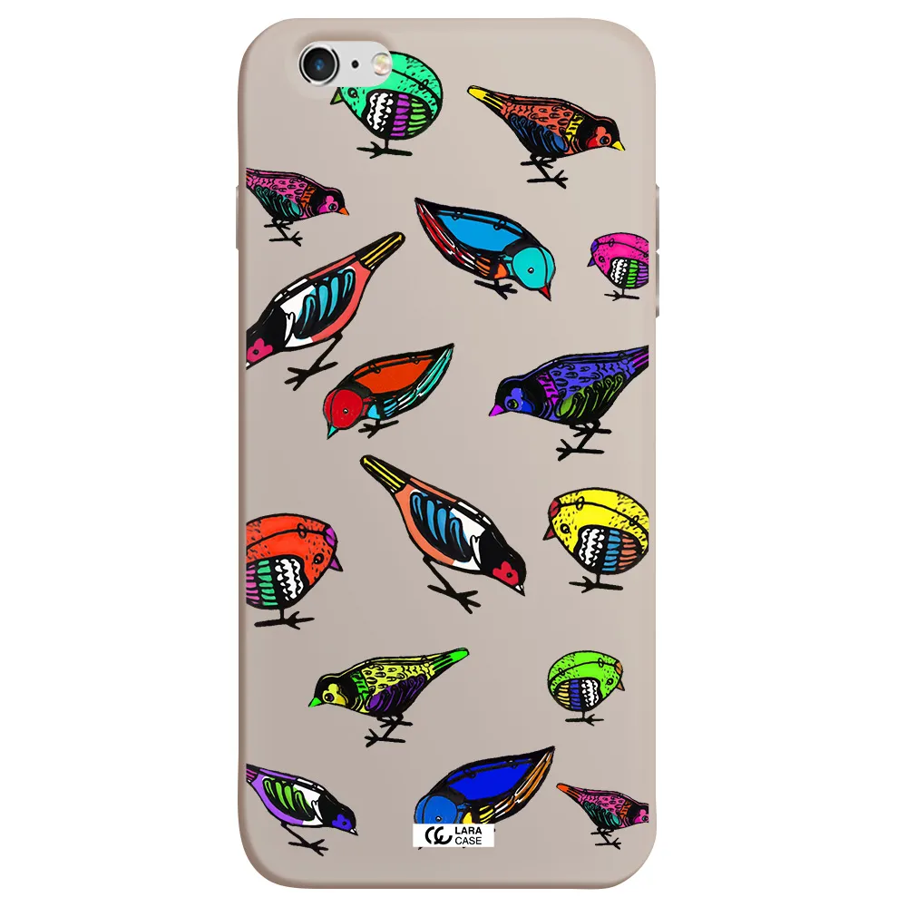 Colorful Birds Drawing Apple iPhone 6S Silicone Stone Case
